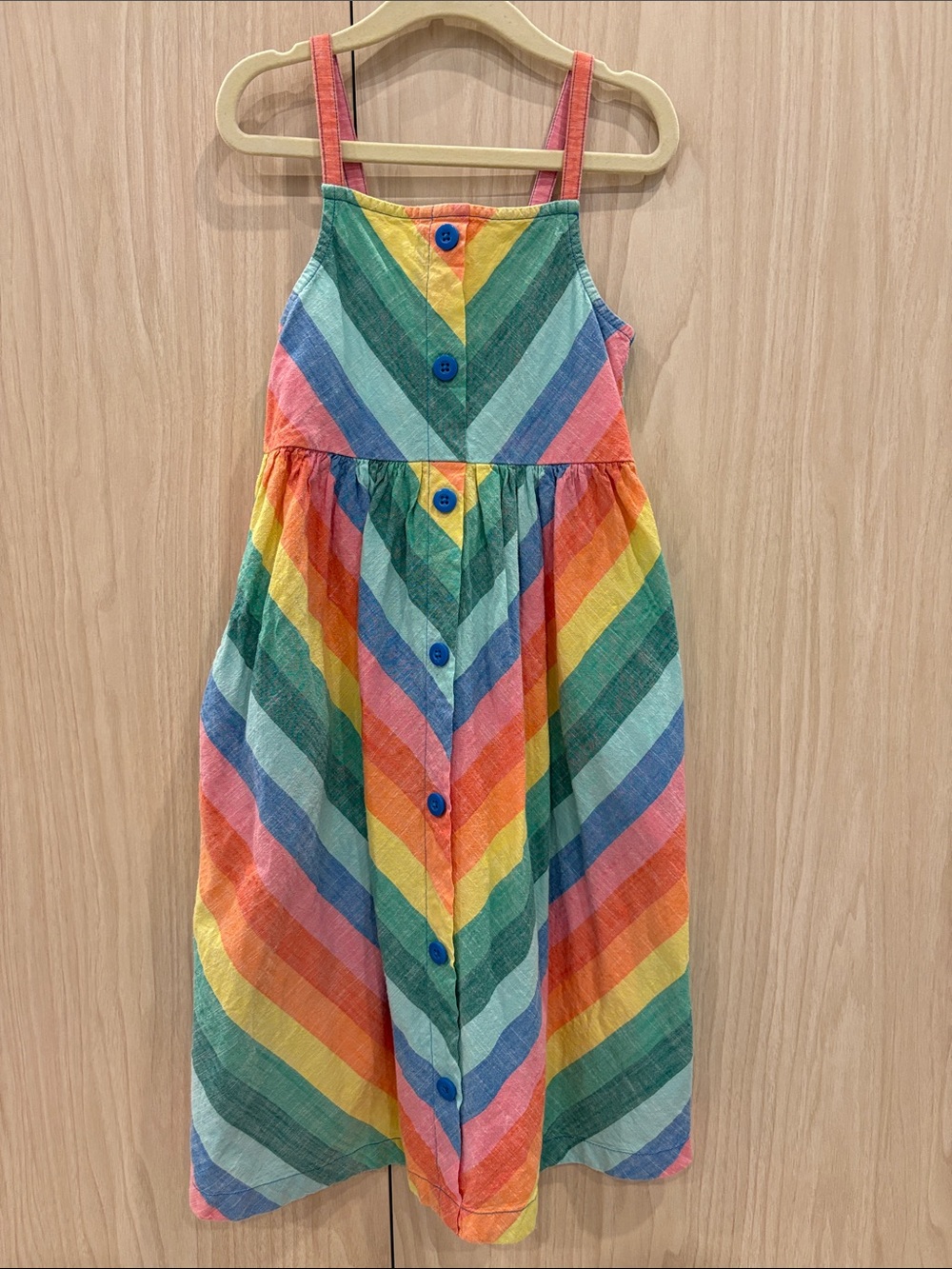 Hanna Andersson Rainbow Stripe Sundress with adjustable straps and pockets